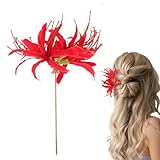 Haarnadel, rote Spinnenlilie, rote Haarnadel | Chinesische rote Spinnenlilienmast im Vintage-Stil |...