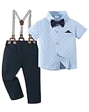 DISAUR Baby-Kleidung für Jungen, Kleinkind, Hemd mit Fliege, Strapshose, Outfit-Set, Gentleman,...