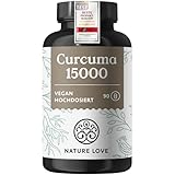NATURE LOVE® Curcuma 15000 - Kurkuma Kapseln - 9 Monate Reichweite - hochdosiert 95% Curcumin pro...