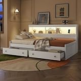 Merax Schlafsofa Tagesbett 90x200 mit Stauraum, Funktionsbett mit 2 Schubladen, USB-Ladebuchsen,...