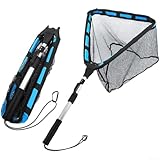 Fliegenfischen Kescher mit faltbarem Dreieck, weiches Gummischicht, schwimmfähiges Design, Stange...