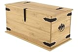 SAM Truhe Santa Fe, Kiefernholz, Mexico-Möbel, Couchtisch mit einem Stauraum, gewachst, schwarze...