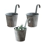 FALUCKYY 3 Stück Hängender Blumentopf Metall mit Haken Balkon Blumentopf Hängend Für Dekotation...