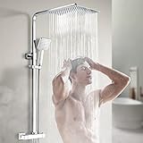 Heilmetz Duschsystem mit Thermostat (30x30cm Kopfbrause) Regendusche mit Thermostat Edelstahl...