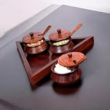 Mukhwas Lufterfrischer-Set aus Holz, dreieckig, mit Serviertabletts und Löffeln, Sauna,...