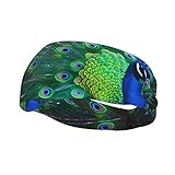 GeRRiT Schönes Pfauen-Sport-Stirnband für Damen und Herren, feuchtigkeitsableitend, rutschfest,...