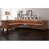 MOBCANT Chesterfield-Ecksofa 6-Sitzer Kunstleder Braun Wohnlandschaft Couch Couchgarnitur...