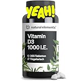 Vitamin D3 1000 I.E. – 365 Tabletten im Jahresvorrat – Vitamin D für Knochen und Immunsystem...