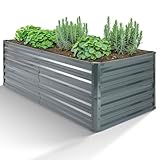 Arebos Hochbeet Metall 120x90x59 cm | Gartenbeet aus verzinktem Stahl | Pflanzbeet wetterfest &...