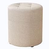 Runder Fußhocker, Beige, 30,5 cm gepolsterter Sitz, stabile Kapazität von 150 kg, ideal für...