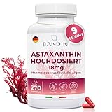 Bandini® Astaxanthin hochdosiert 18mg | 270 Kapseln – 9 Monatsvorrat - Aus reiner Haematococcus...