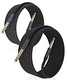 Elebase 6,35mm TRS Gitarrenkabel 3M 2Stück,1/4' Stecker Stereo Instrumentenkabel,Nylon Geflochten...