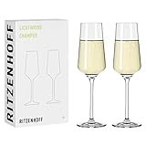 RITZENHOFF 6111008 – Champagnerglas 200 ml - Serie Lichtweiss 2 Stück, Set 3 mit Echt-Gold, für...