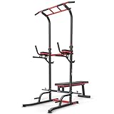 Hop-Sport Power Tower HS-2015K mit Dip Station, multifunktionaler Kraftturm mit Klimmzugstange und...