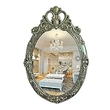 WLN Badezimmerspiegel, Ovaler Spiegel Shabby Chic Dekorative Wandspiegel, Verzweifeltes Gold, Kreis...