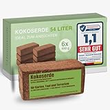 Humuserde I Kokoserde für Pflanzen 6 x 650g - 54L Kokoserde I Erde aus Kokosfasern I 100%...