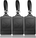 Teskyer 3 Stück Kofferanhänger mit Adressschild, PU Leder, Schutz der Privatsphäre, Schnelle...