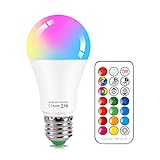 HYDONG Glühbirne E27 LED Farbwechsel Lampe mit Fernbedienung, 10W RGB + Kaltweiss Dimmbar Edison...