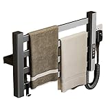 Freistehender beheizter Handtuchhalter mit Aufbewahrungshaken – schwarzer Badheizkörper für...