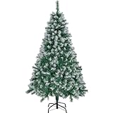 Yaheetech 152,5cm Künstlicher Weihnachtsbaum mit Schnee, Christbaum mit ca.450 Spitzen &...