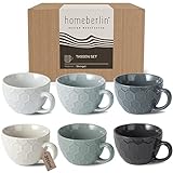 HOMEBERLIN® Design Cappuccino Tassen Set | 200ml | Kaffeetasse aus hochwertigem Steingut | Extra...