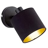 RL LIVE YOUR LIGHT Reality Leuchten Tommy R80331079 Wandspot, Metall Schwarz Matt, Stoffschirm...