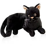 QWEPU Schwarze Katze Plüschtier,Katze Kuscheltier,Katze Puppe Gefüllte Lebensechte Katze...