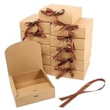 Geschenkbox mit Deckel, 12 Stück 16x16x5cm Kraftkarton Geschenkkarton Braun Geschenkboxen...