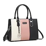 Miss Lulu Handtasche Damen Mittelgroß, Dreifarbige Color Block PU Litschi Struktur, Verstellbarer...