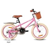 HILAND 16 Zoll Kinderfahrrad für Mädchen Jungen 4 5 6 7 Jahre mit Stützräder, Handbremse und...