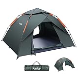 Amflip Camping Zelt Automatisches 3 Mann Personen Instant-Zelt Pop Up Kuppelzelt 4 Jahreszeiten...