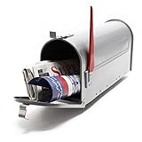 Wiltec US Mailbox silbergrau 180 x 220 x 480 mm, amerikanischer Briefkasten mit Fahne,...