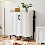 Mericonia Schuhschranks, moderner Schuhschrank aus Holz für den Flur mit 2 Türen, freistehender...