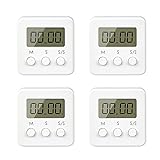 Timer digital, 4 Stück Mini Stoppuhr mit lauter Alarm, Countdown Countup bis 99.59 & LCD Display...