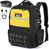 AIRAJ Werkzeugrucksack 46x40x18 cm, Werkzeug Rucksack mit 23 Taschen, Vollöffnungs-Design für...