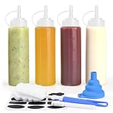 V·Colokishi 4 Pcs 8 oz Gewürz Squeeze Flaschen für Sauce, Kunststoff Quetschflasche, 250ml...