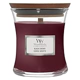 WoodWick mittelgroße Duftkerze im Sanduhrglas mit knisterndem Docht | Black Cherry | Brenndauer bis...
