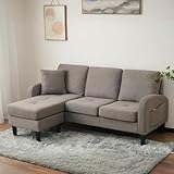 sogesfurniture Modulares Ecksofa mit Chaiselongue, L-förmiges 3-Sitzer-Sofa mit Kissen,...