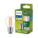 Philips LED Classic ultraeffiziente E27 Lampe in Tropfenform (40 W), LED Lampe mit warmweißem...