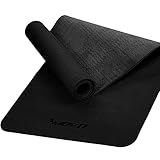 MOVIT Gymnastikmatte, Yogamatte, hautfreundlich und rutschfest, 190 x 60cm, Stärke 0,6cm, Schwarz