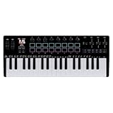 Alomejor MIDI-Tastatur, 37 Anschlagdynamische Minitasten, mit 16 RGB-Pads und 8 Knöpfen BT Wireless...