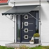 Klemmmarkise 300x120CM,Balkonmarkise Ohne Bohren,Markise,UV-Beständig,Höhenverstellbar,Einfache...