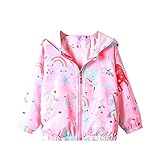 Domueay Jacke für Mädchen Kinder Kapuzen Outdoor Sport Windjacke Wind und Wasserdicht Mantel...