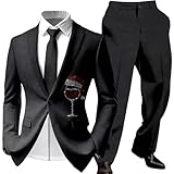 WAZHAKU Weihnachtsanzug Herren Anzüge Weihnachten Lustige Druck 2-Teilig Regular Fit Herrenanzug...