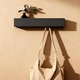 WJUAN 43,5cm Wandgarderobe mit Ablage, Moderne Garderobenleiste mit 5 Verdeckten Kleiderhaken,...