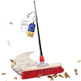 Novaliv Straßenbesen 40 cm I Besen mit Stiel ausziehbar I Elaston rot I Grob I Industriebesen...