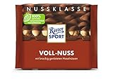 RITTER SPORT Voll-Nuss 100 g, Vollmilchschokolade mit knackigen, ganzen Haselnüssen, Nussschokolade...
