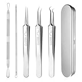 5 Stück Mitesserentferner Pinzetten Clip Set Komedonenquetscher Ausdrücken Werkzeug Blackhead...