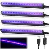 LED Schwarzlicht, 4 Pack UV Schwarzlicht Lamp Bar, 5W 28cm USB Schwarzer Lichtbalken,...