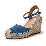 JOMIX Sommer Sandalen Damen Elegant Keilsandalen Espadrilles Plateau Wedges Sandaletten mit...